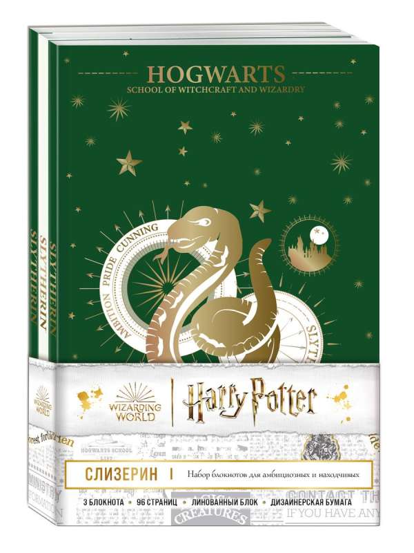 Slytherin. Set of Notebooks for Ambitious and Resourceful 3 in a Set