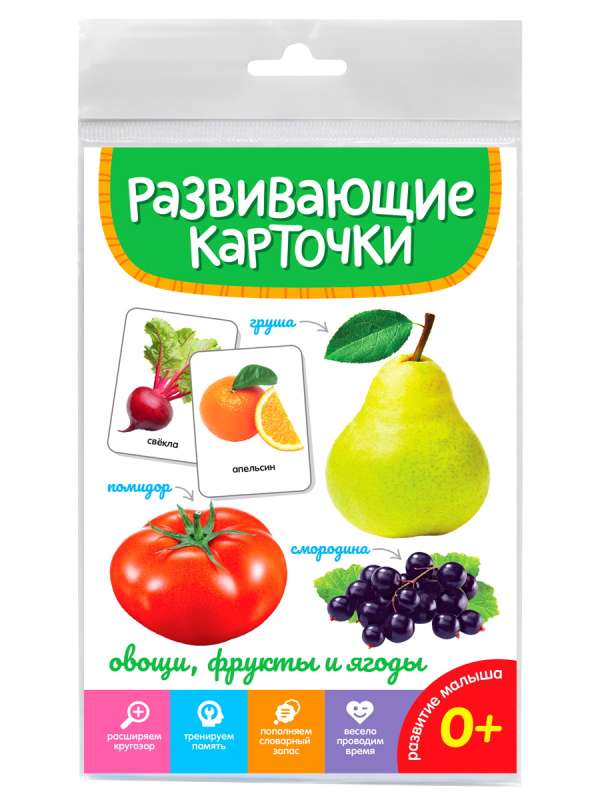 Educational Cards. Vegetables, Fruits, and Berries
