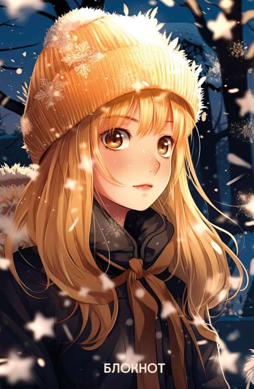 Anime. New Year Notebook A5, 64 pages, colored block, blue