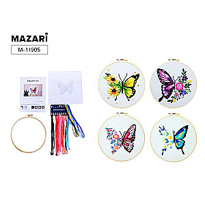 Embroidery Kit with Satin Stitch 20 x 20 cm, Assorted 4 Designs