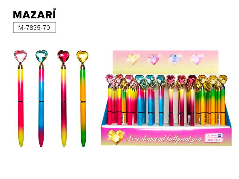 Ballpoint pen with rotating mechanism LOVE DIAMOND 2, BLUE