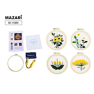 Embroidery Kit with Satin Stitch 15 x 15 cm, Assorted 6 Designs