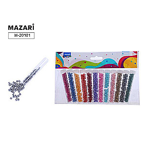 Bead Set, 12 Colors x 7 g, 4 mm, Glass Bottle