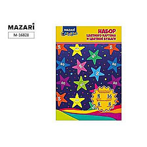 Set farbiger Karton 8 Blätter, 8 Farben, doppelseitiges farbiges Papier 16 Blätter, 5 Farben, in einer Mappe