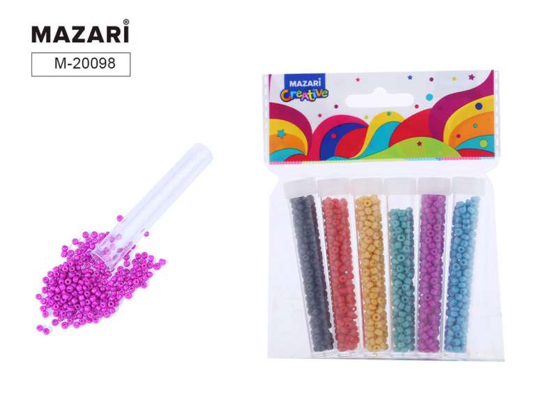 Bead Set, 6 colors x 7 g, 3 mm, glass vial