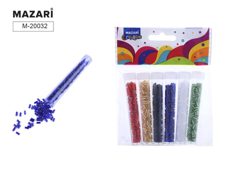 Bead set, 6 colors x 7 g, 3 mm, plastic tube