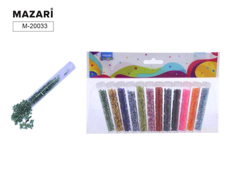 Bead set, 12 colors x 7 g, 3 mm, plastic vial