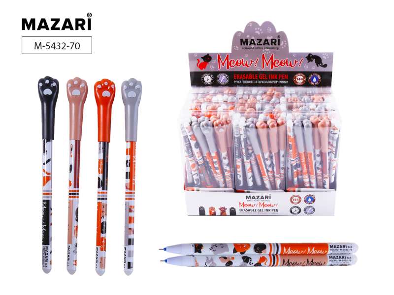 MEOW Gel Pen with erasable ink, BLUE, needle tip 0.5mm