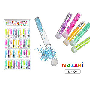 Round beads in a plastic tube with a lid, mix of 6 colors