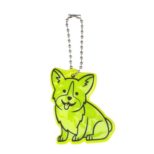 Reflective element double-sided corgi 4.3*5.5cm chain