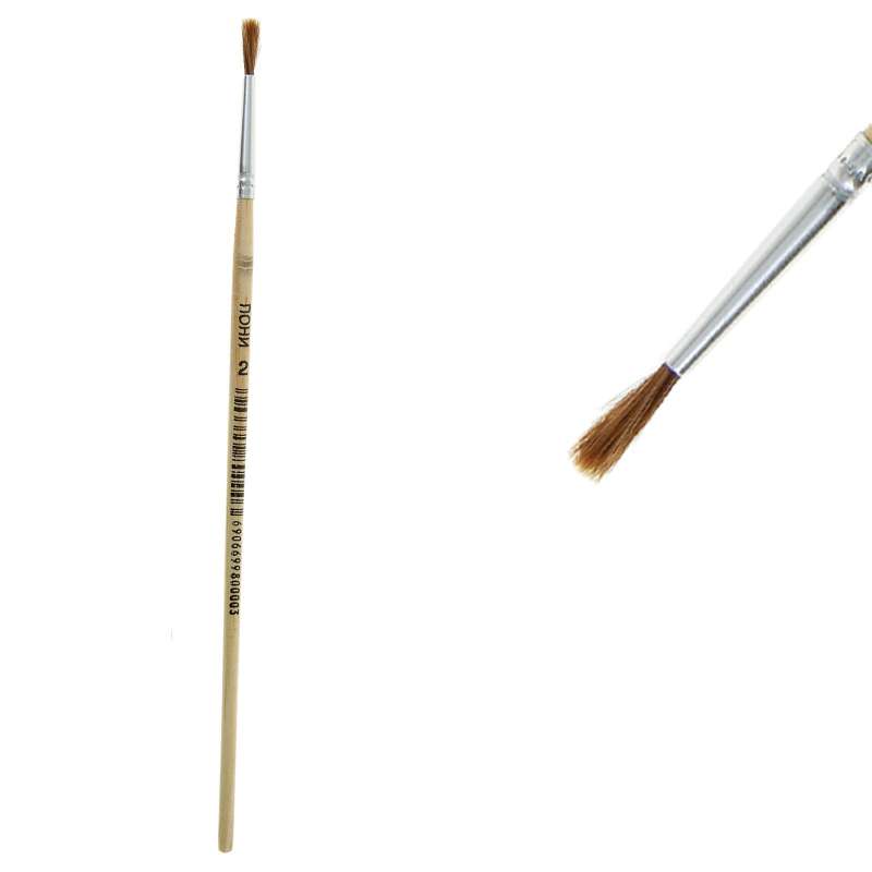 Round pony brush No. 2 wooden handle