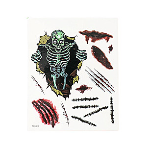 Color Tattoo on Body - Skeleton and Wounds 12x15 cm