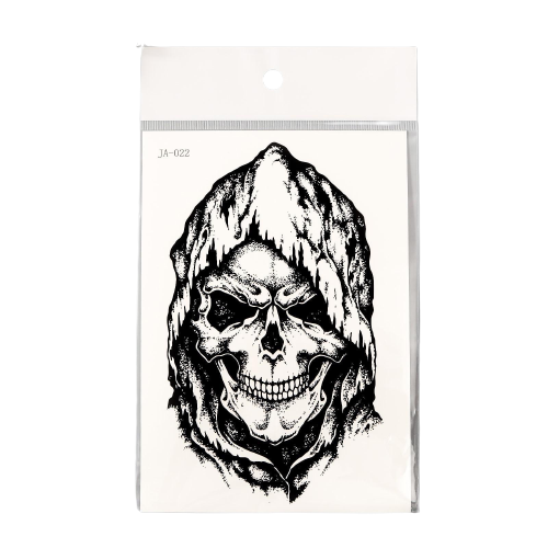 Black Body Tattoo - Skull in a Hood 15x10.5 cm
