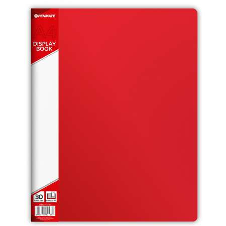 A4 folder with 30 pockets plastic PENMATE, red