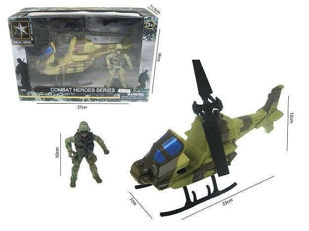Army helicopter with accessories