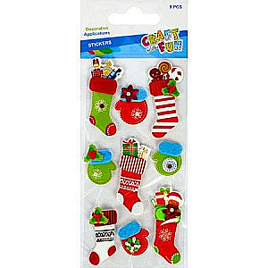 New Year Decor Stickers 9pcs. Socks and Gloves