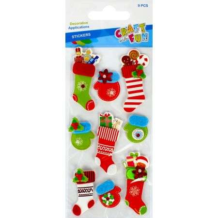 New Year Decor Stickers 9pcs. Socks and Gloves