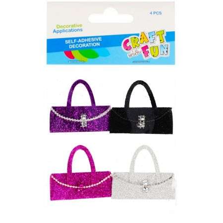 Decor-sticker 4 pcs. Handbag, glittery