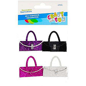 Decor-sticker 4 pcs. Handbag, glittery