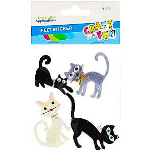 Decor sticker 4 pcs. Cat, felt