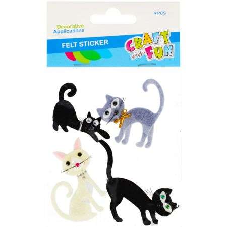 Decor sticker 4 pcs. Cat, felt