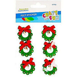 New Year decor sticker 3cm, 6pcs Wreath, felt