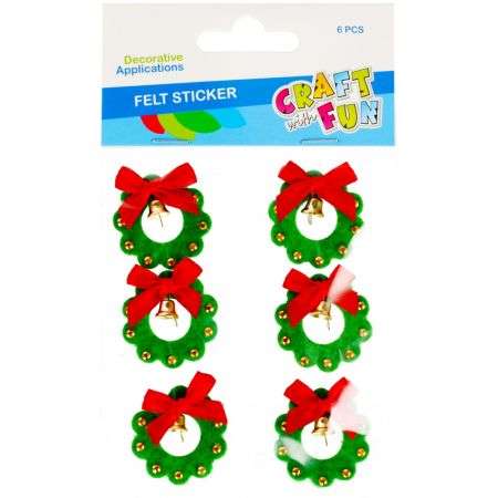 New Year decor sticker 3cm, 6pcs Wreath, felt