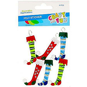 New Year decor-sticker 6pcs. Socks