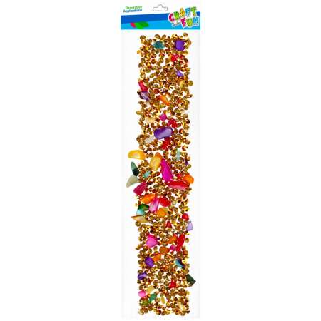 Decor sticker - Gold ribbon with rhinestones 3.5x16 cm