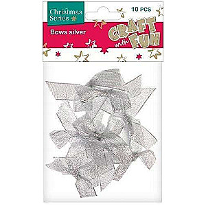 Decor 10pcs. Bows, silver