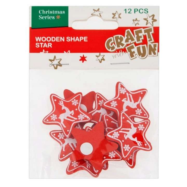 New Year Decor - Stars, red, 12 pcs.