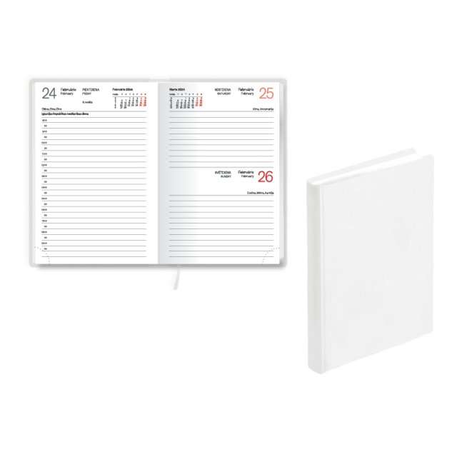Pocket calendar/Daily planner A6 2024 MONO, balacron, white