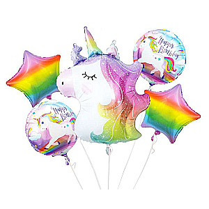 Foil balloon set 5 pcs. Unicorn