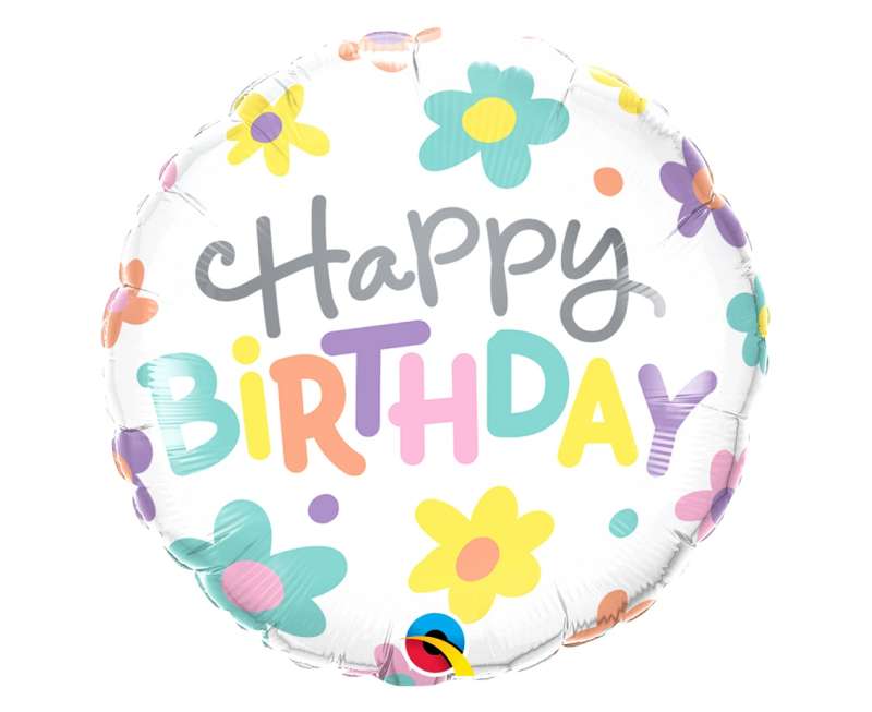 Folijos balionas 18 QL CIR Happy Birthday-Retro margumynai