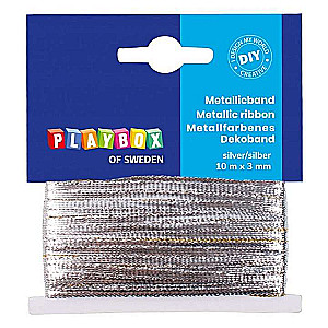 Tape 10m x 3mm, silver, polyester