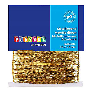 Ribbon 10m x 3mm, gold, polyester