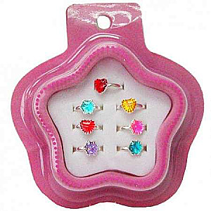 Set of children's rings, multicolored stones, 7 pcs.