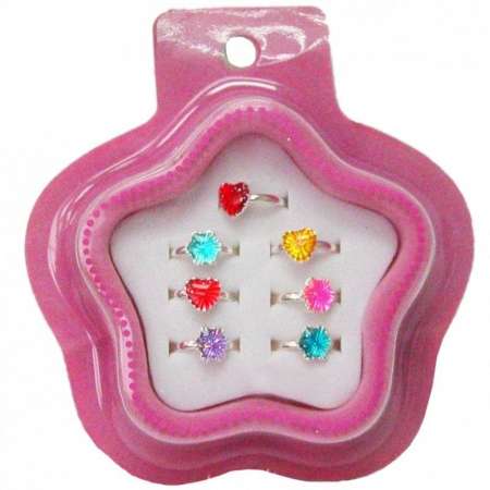 Set of children's rings, multicolored stones, 7 pcs.