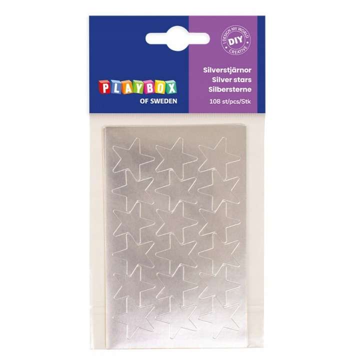 Stickers 108 pcs. Silver Stars 25 mm
