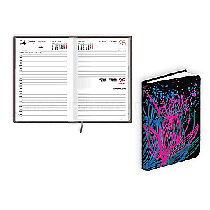 Pocket Calendar / Daily Planner A6 2024 MONO FLEX, laminated cover, black