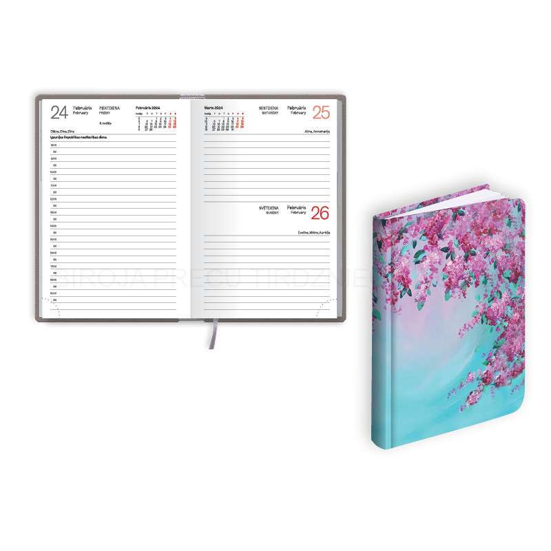 Pocket Calendar / A6 Daily Planner 2024 MONO FLEX, Laminated Cover, Light