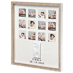 Baby Art First Year Print Frame set for making baby footprints/handprints, wooden