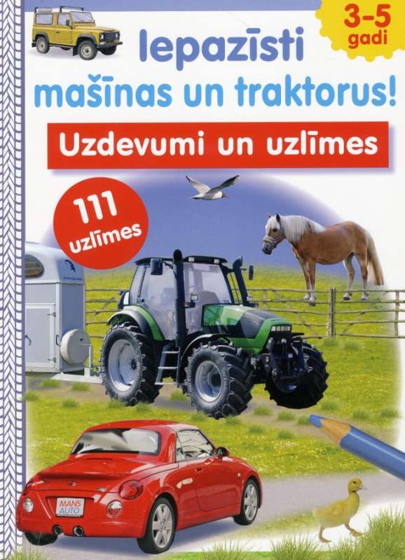 Recognize cars and tractors. 3-5 years. Tasks and stickers