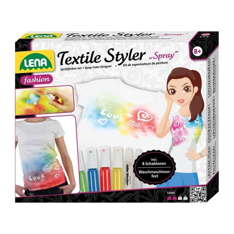 LENA Creative Set - aerosol paints 5 colors for fabric with stencils 8 pcs.