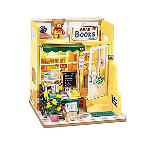 3D Folding Miniature ROBOTIME Bookstore with Bear