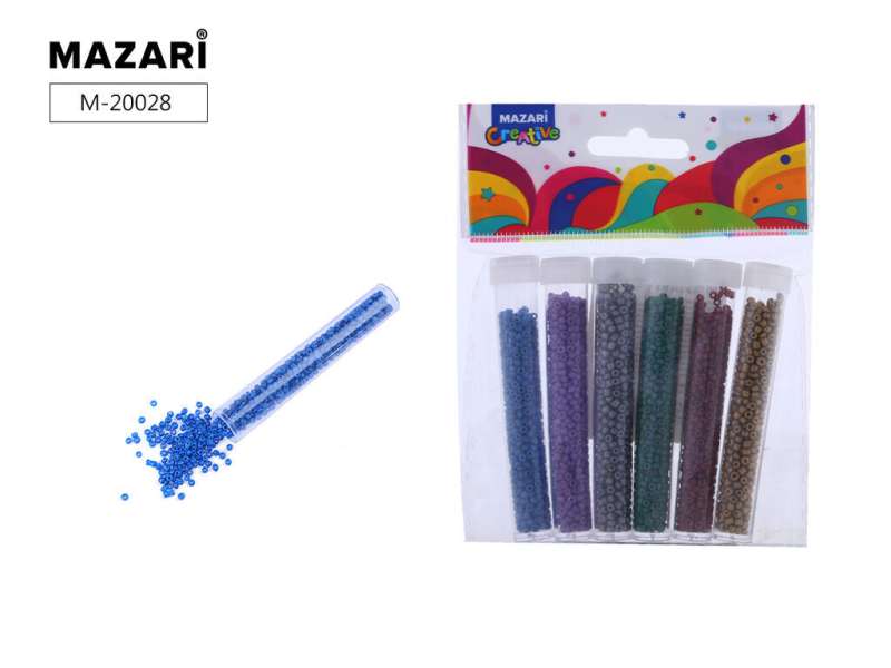 Bead set, 6 colors x 7 g, 2 mm