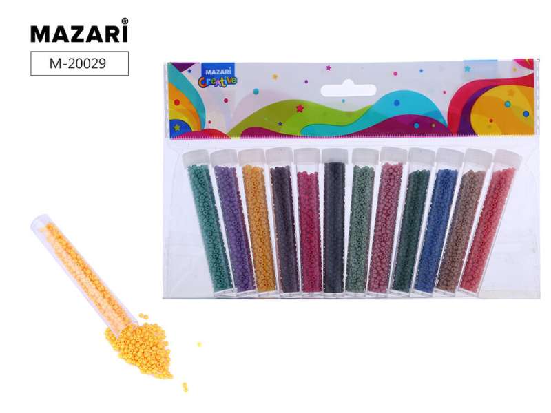 Bead set, 12 colors x 7 g, 2 mm