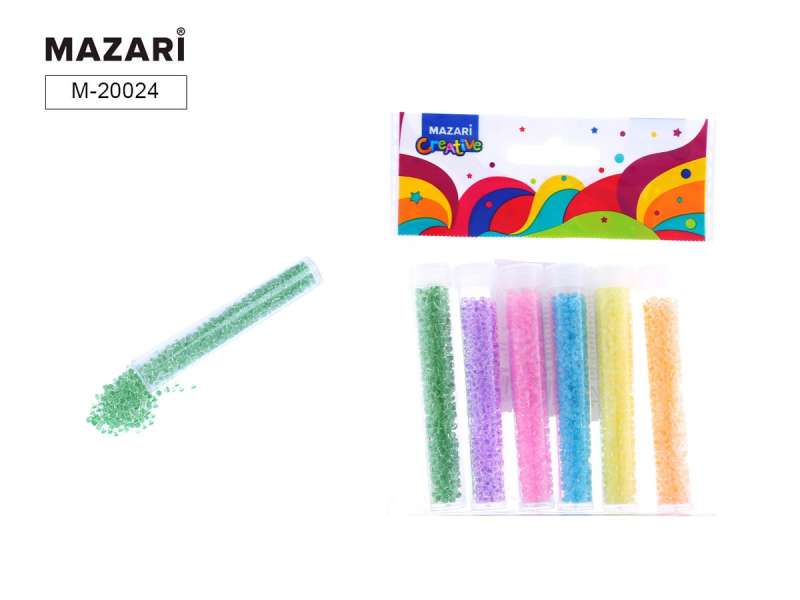 Bead set, 6 colors x 7 g, 2 mm