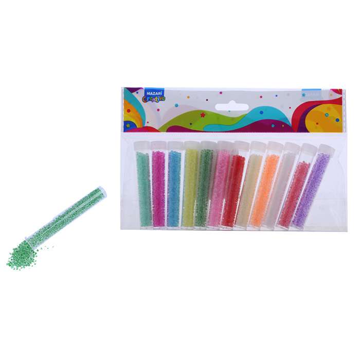 Bead set, 12 colors x 7 g, 2 mm