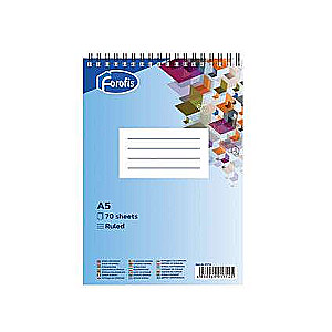 A5 Notebook with Lined Paper, 70 Sheets, Spiral-bound